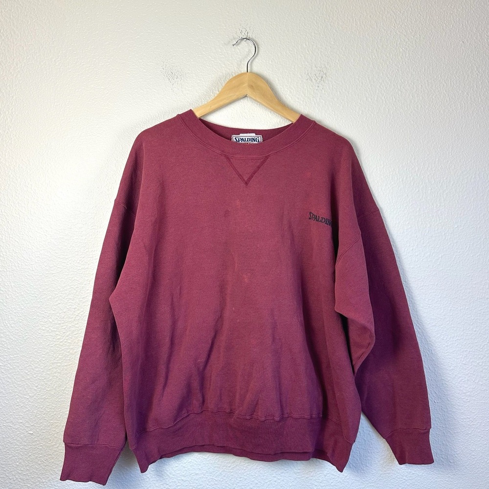 90s Spalding Sweatshirt Mens XL Maroon Good Vintage Crewneck Embroidered Logo